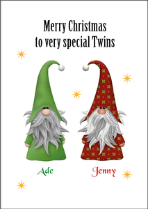 Personalised Twin Christmas Card - Gonks