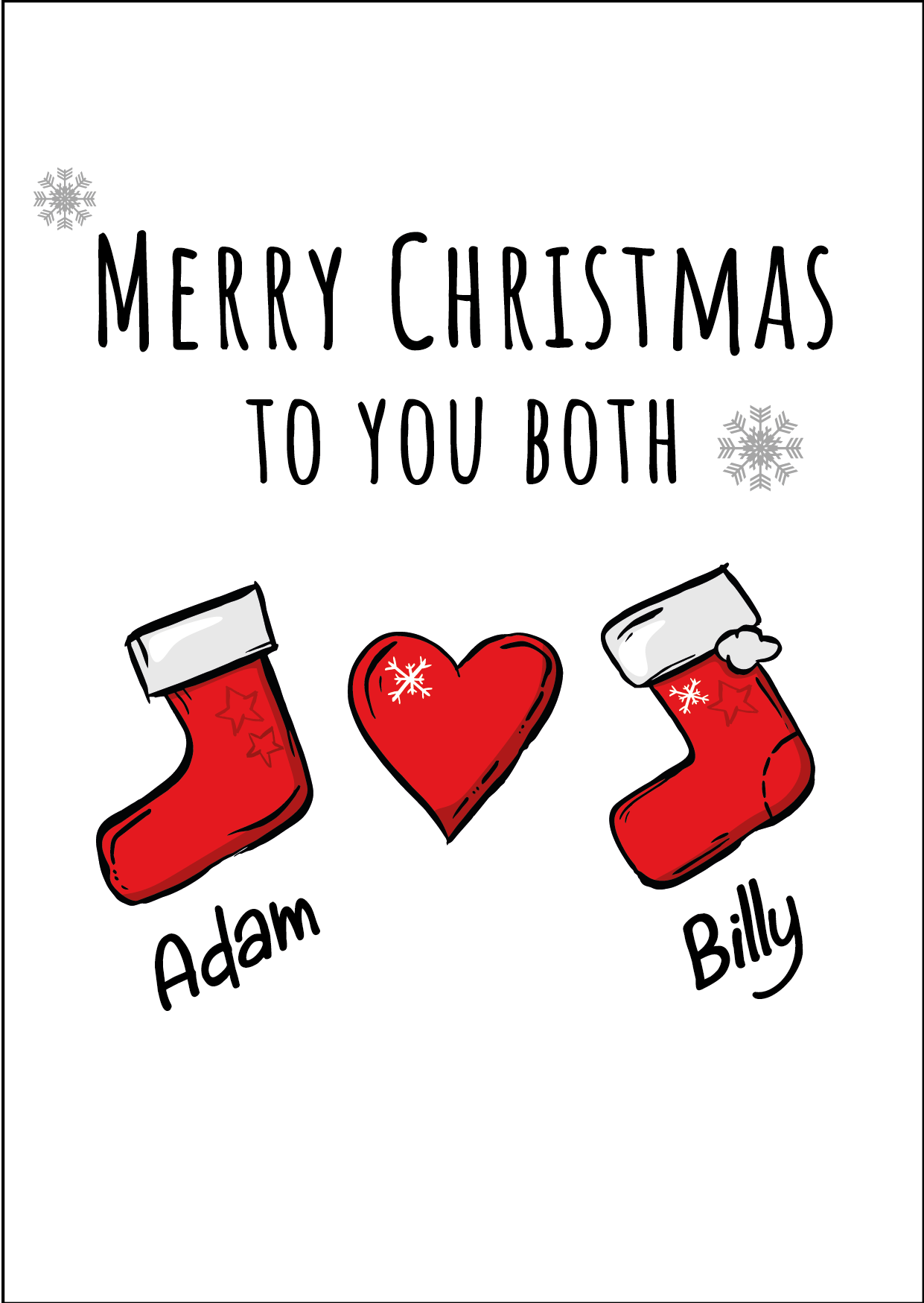 Personalised Twin Christmas Card - Stocking