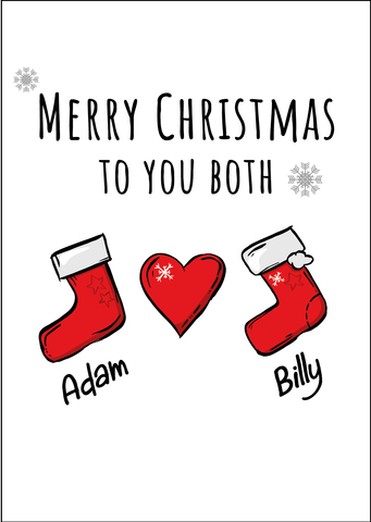 Personalised Twin Christmas Card - Stocking