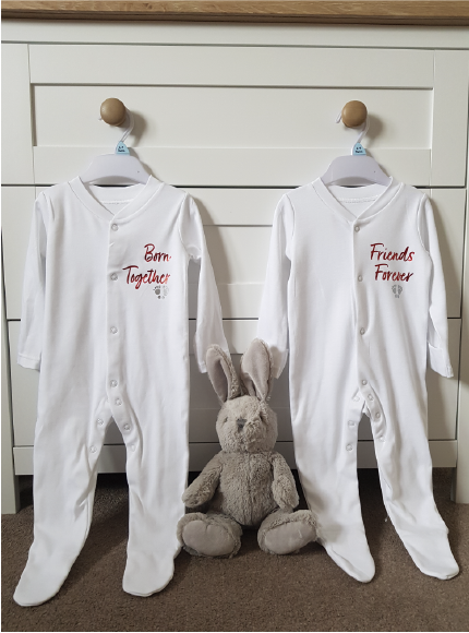 Born Together Friends Forever Babygrow Set Twin Baby Clothes