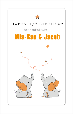 Half Birthday Card, Birthday Card for Twins, 6 month birthday card, twin birthday cards, twin gift