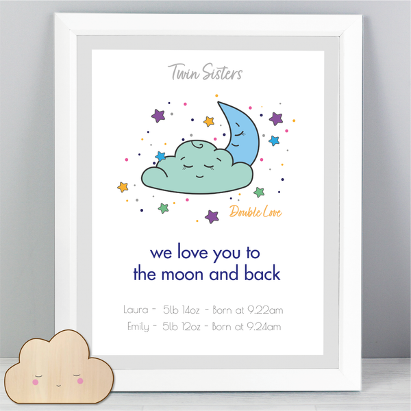 Personalised Twin Gift, Twin Gift, Gift for Twins, Gift for newborn twins, Twin Sister, Twin Girls, Personalised Baby Print, Personalised Baby Gift